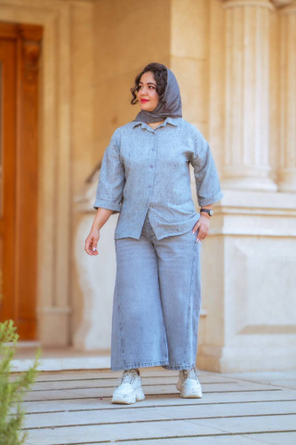 شلوار جین طوسی شافل با ارسال سریع